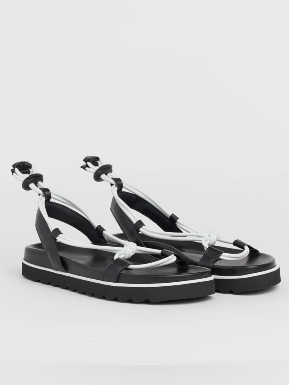 LAN MAI Drift Sandal Bat Black White Rope Nappa Leather Size 36 NEW WITH TAGS